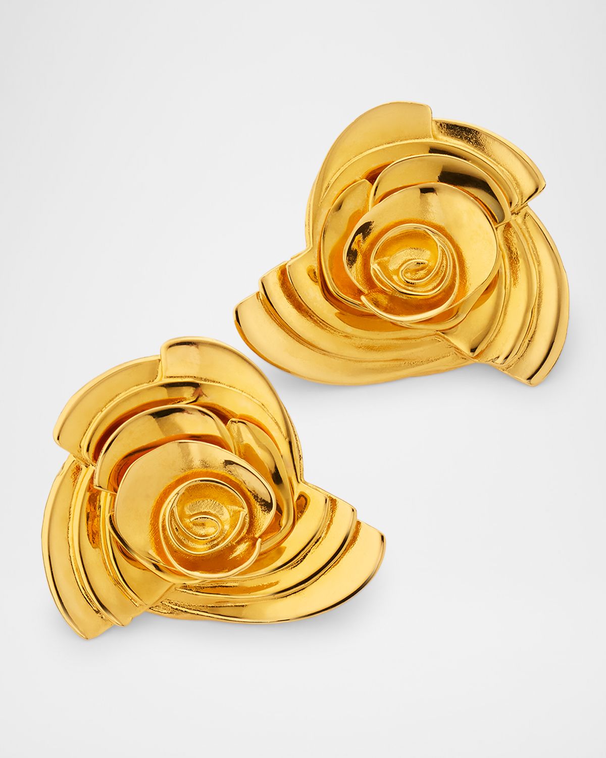 Oscar de la Renta Geometric Rose Stud Earrings