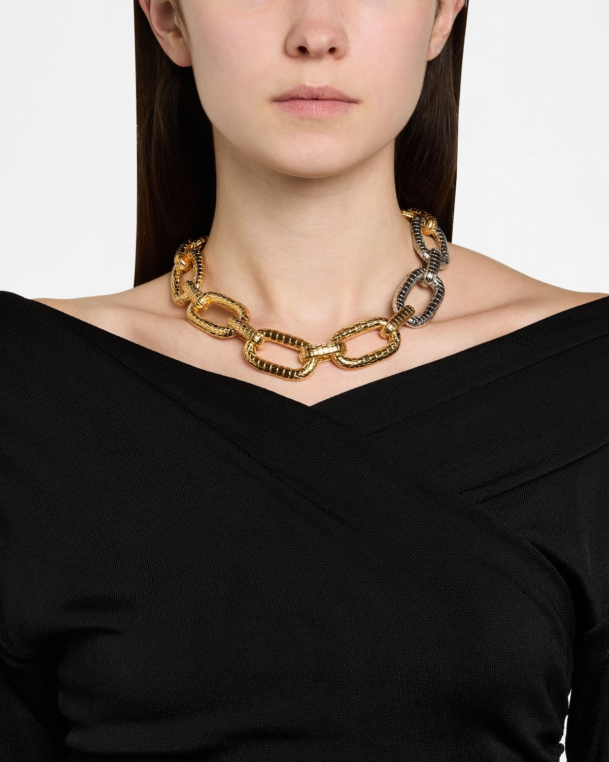 Oscar de la Renta Mosaic Chain Bicolor Necklace