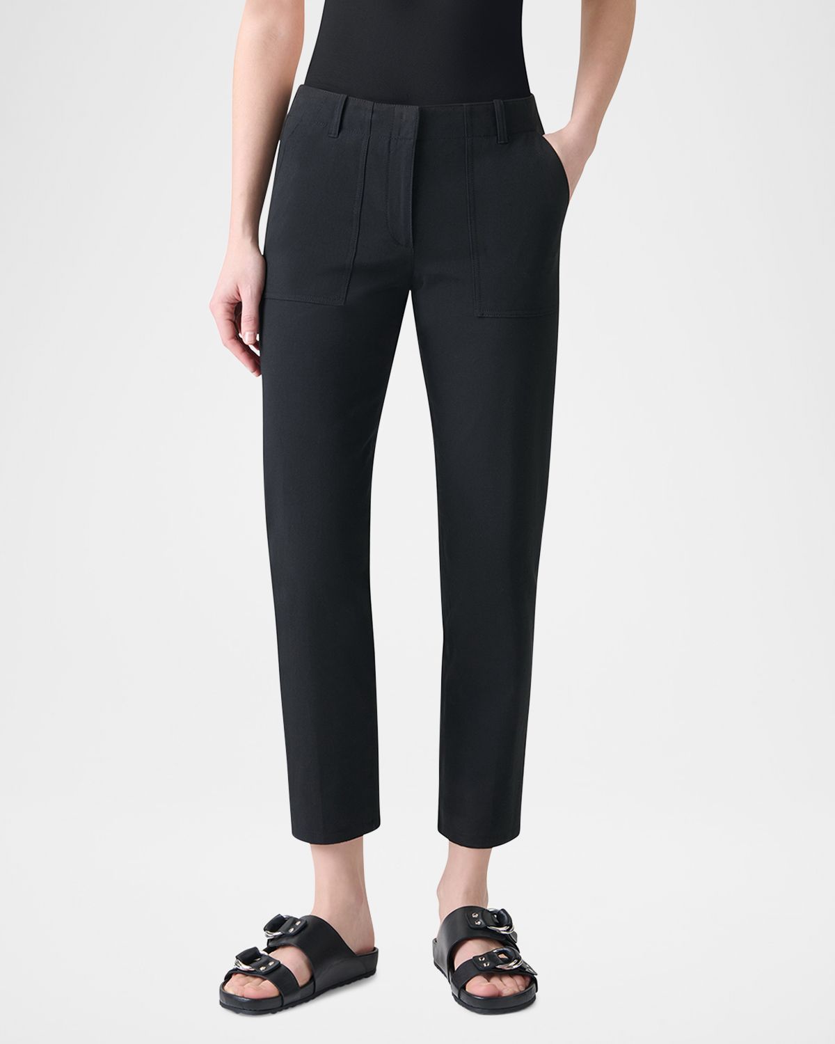 Akris punto Low-Rise Cotton Gabardine Slim-Leg Ankle Pants