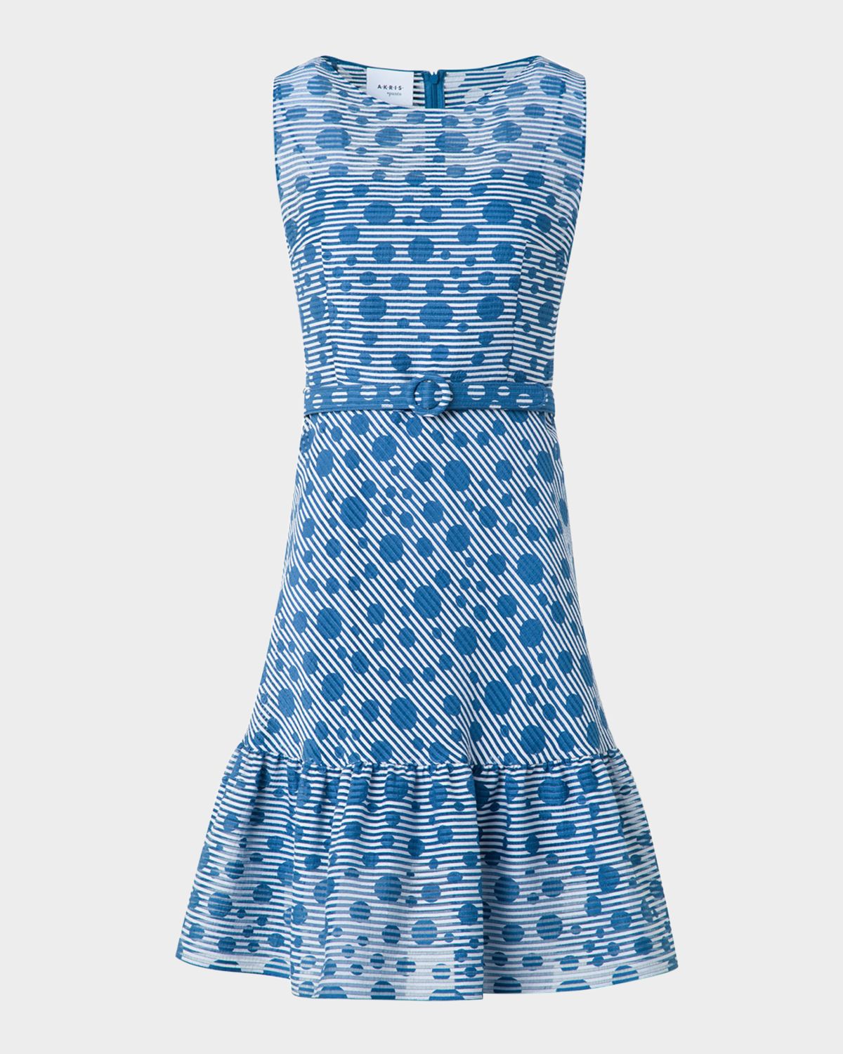 Akris punto Sleeveless Belted Dot-Seersucker Dress