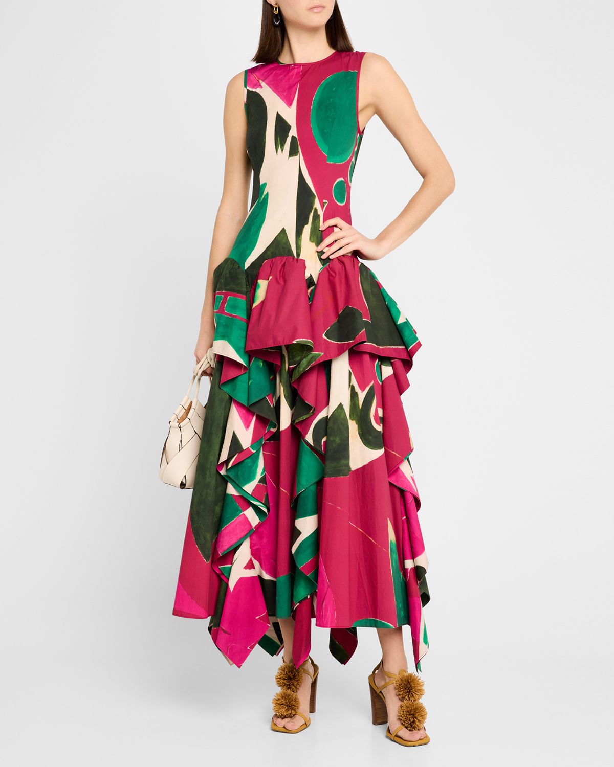 Ulla Johnson UJ x Lee Krasner Mural Sleeveless Ruffle Dress