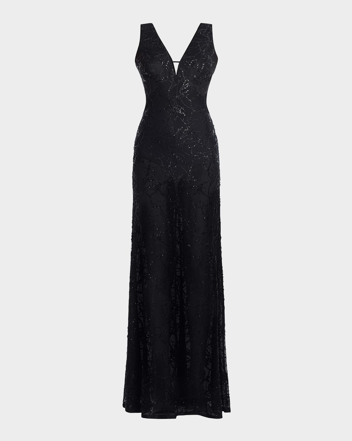 BCBGMAXAZRIA Sequin-Embellished Cutout Gown