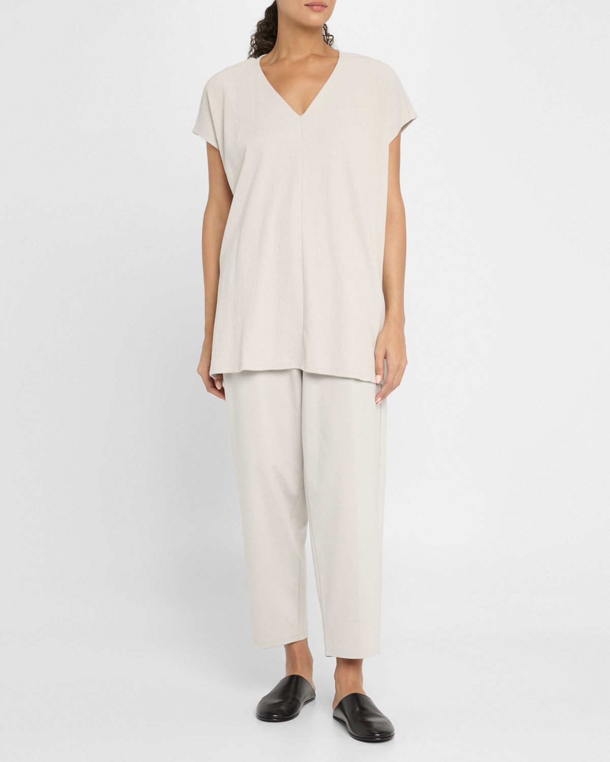 Eileen Fisher Crinkled Organic Cotton Jersey Tunic