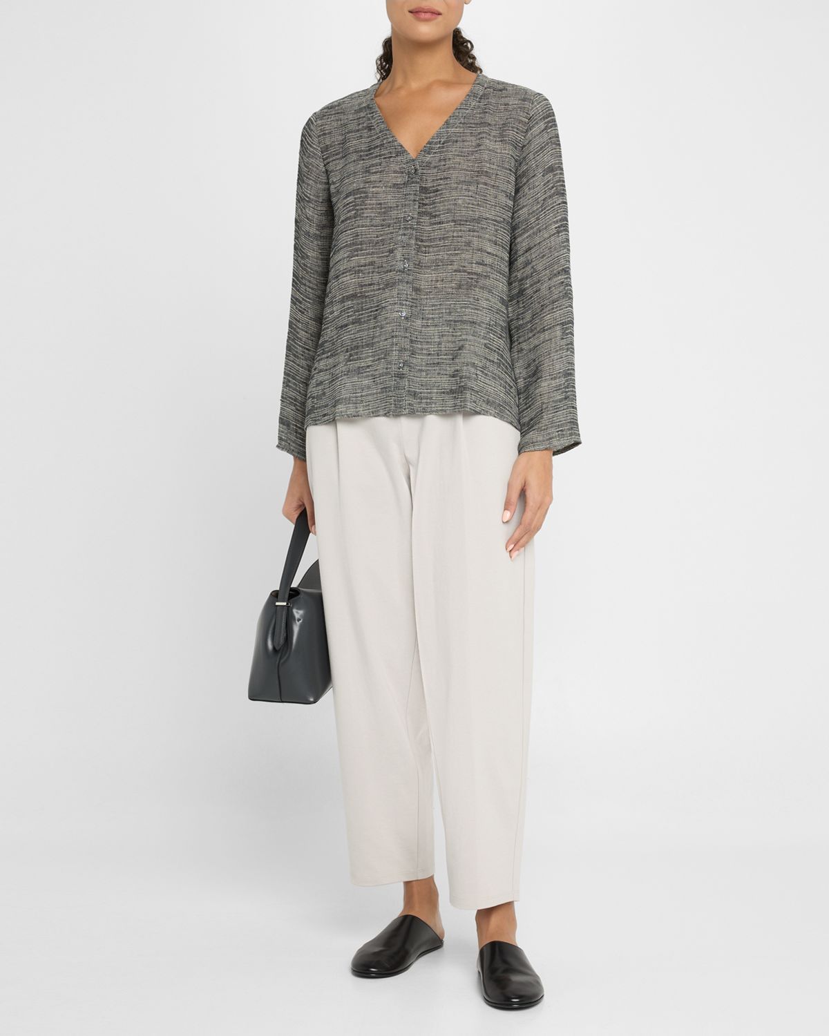 Eileen Fisher Cropped Lightweight Ponte Lantern Pants