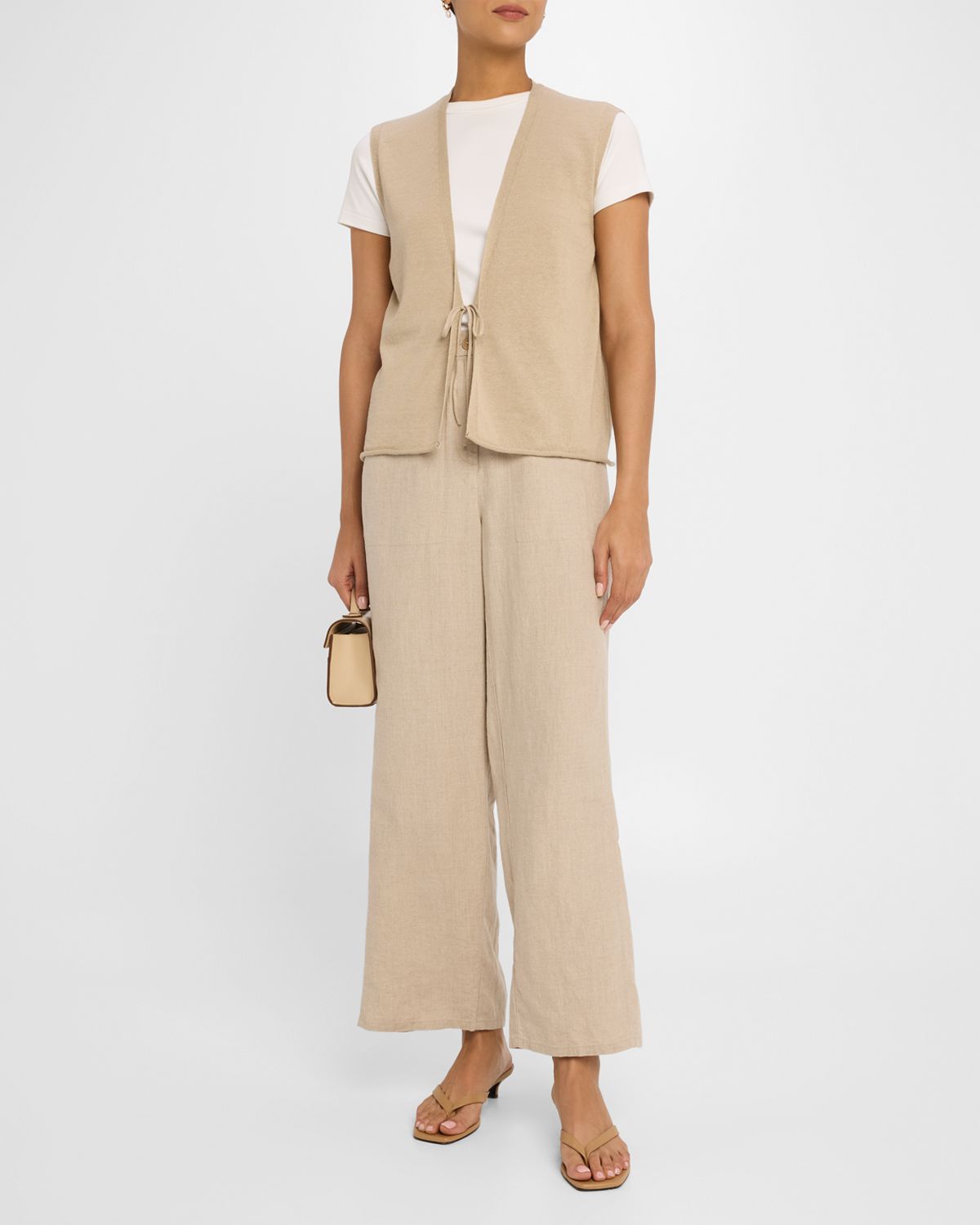 Eileen Fisher Wide-Leg Organic Linen Ankle Pants