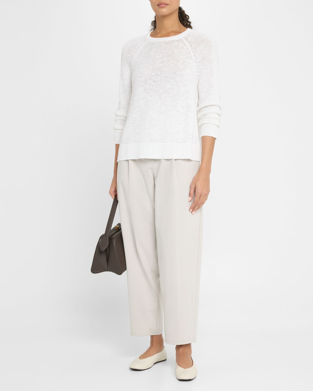 Eileen Fisher Crewneck Raglan-Sleeve Sweater