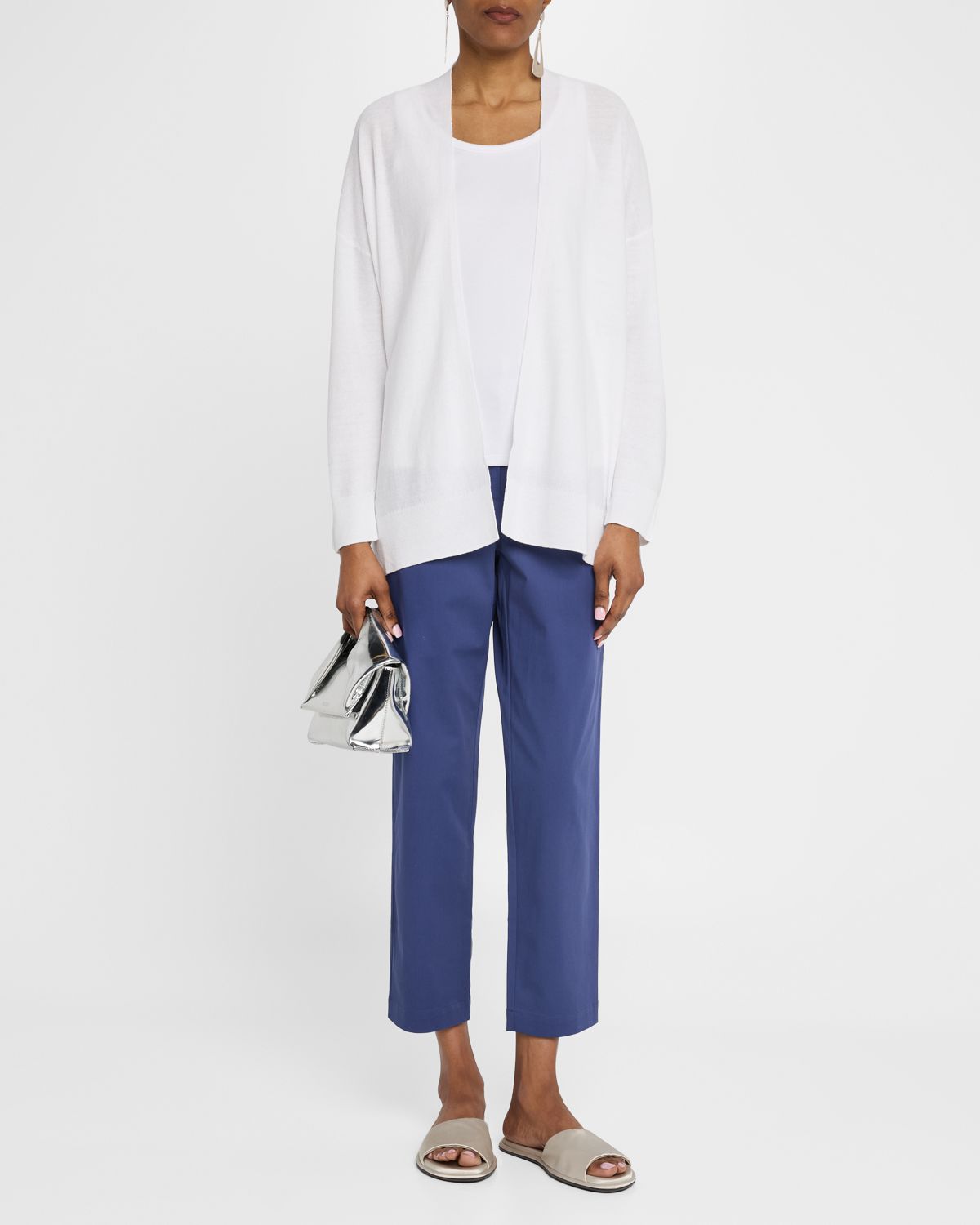 Eileen Fisher Cropped Stretch Cotton Twill Trousers