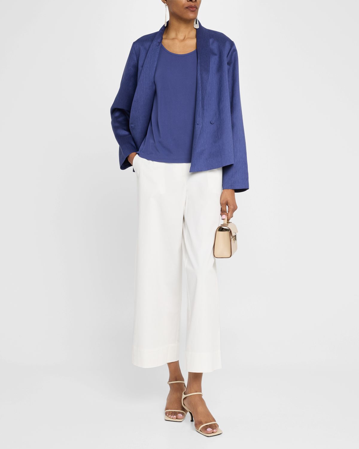 Eileen Fisher Cropped Organic Cotton Twill Trousers