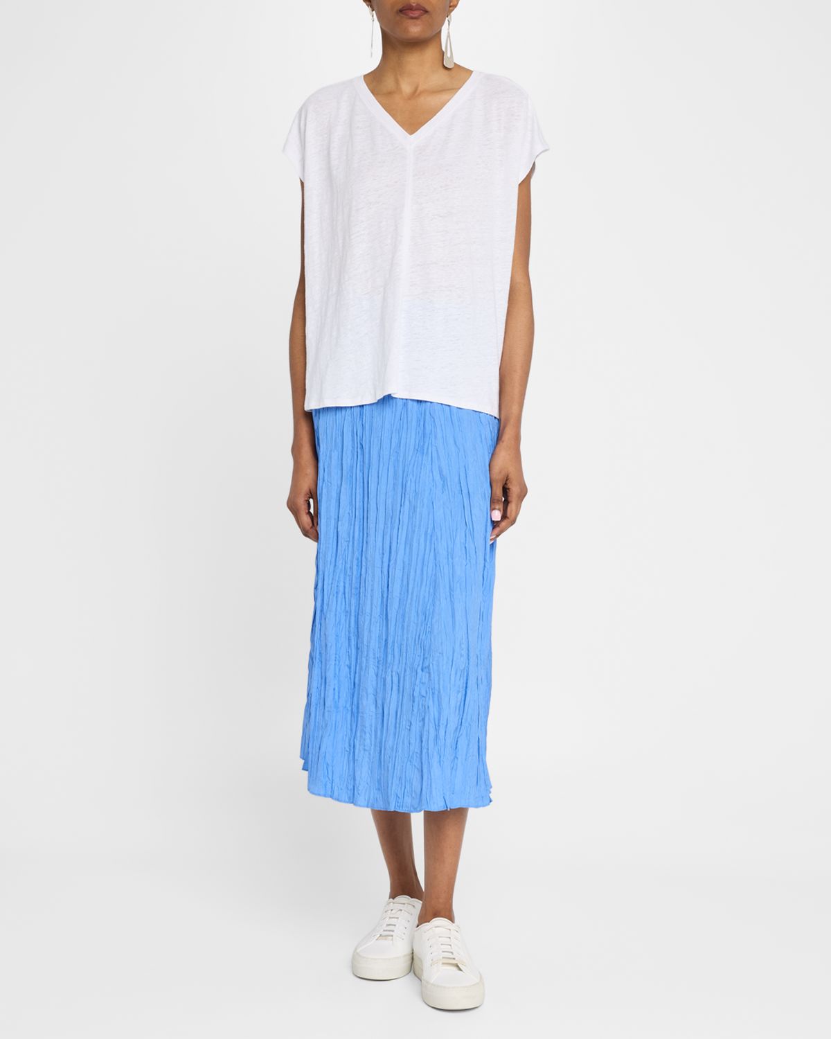 Eileen Fisher Boxy V-Neck Organic Linen Tee