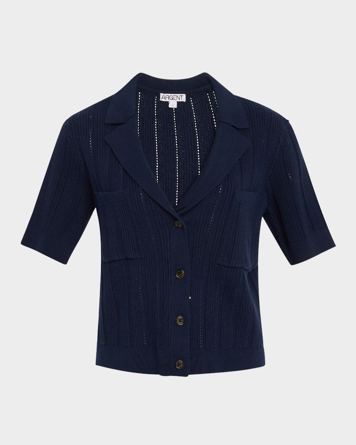 ARGENT Pointelle & Ribbed Knit Top