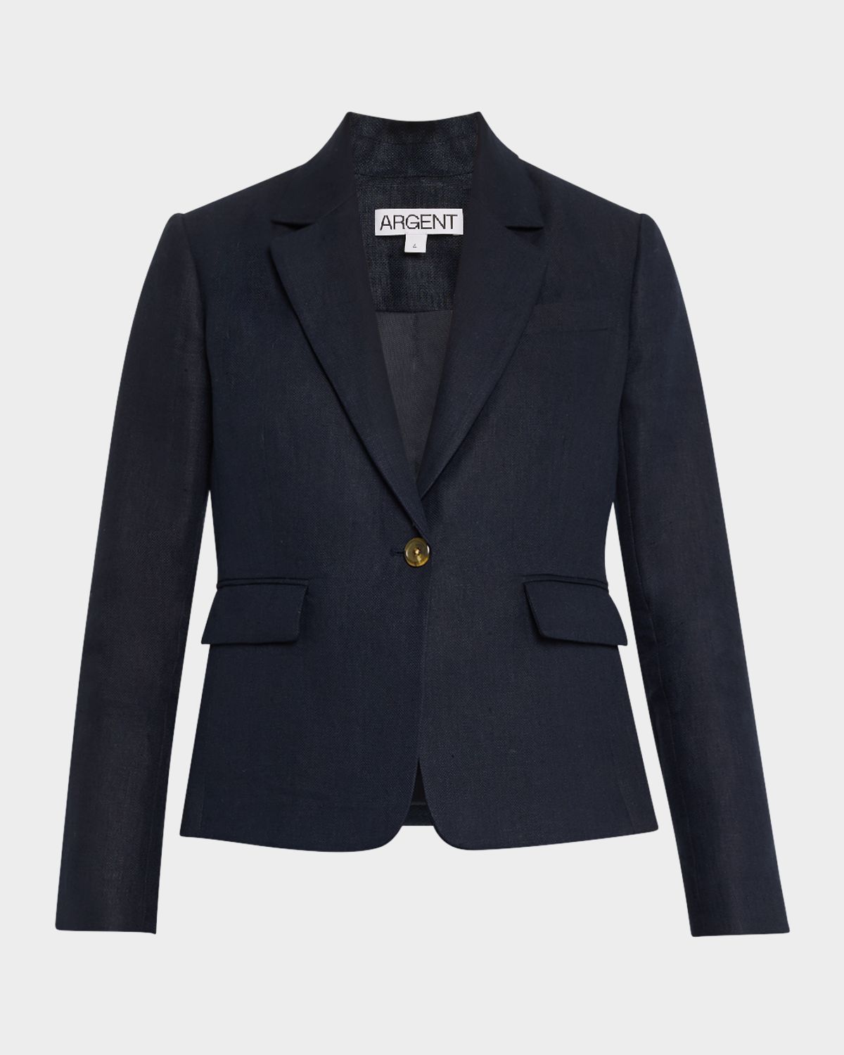 ARGENT Single-Button Basketweave Linen Blazer