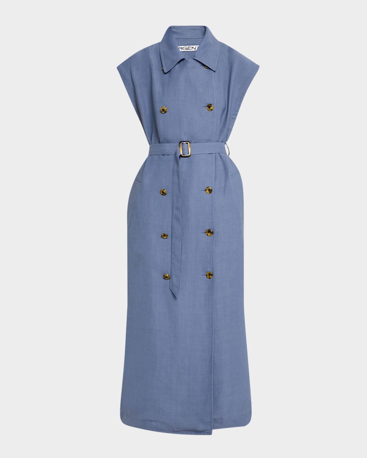 ARGENT Double-Breasted Twill Trench Midi Dress