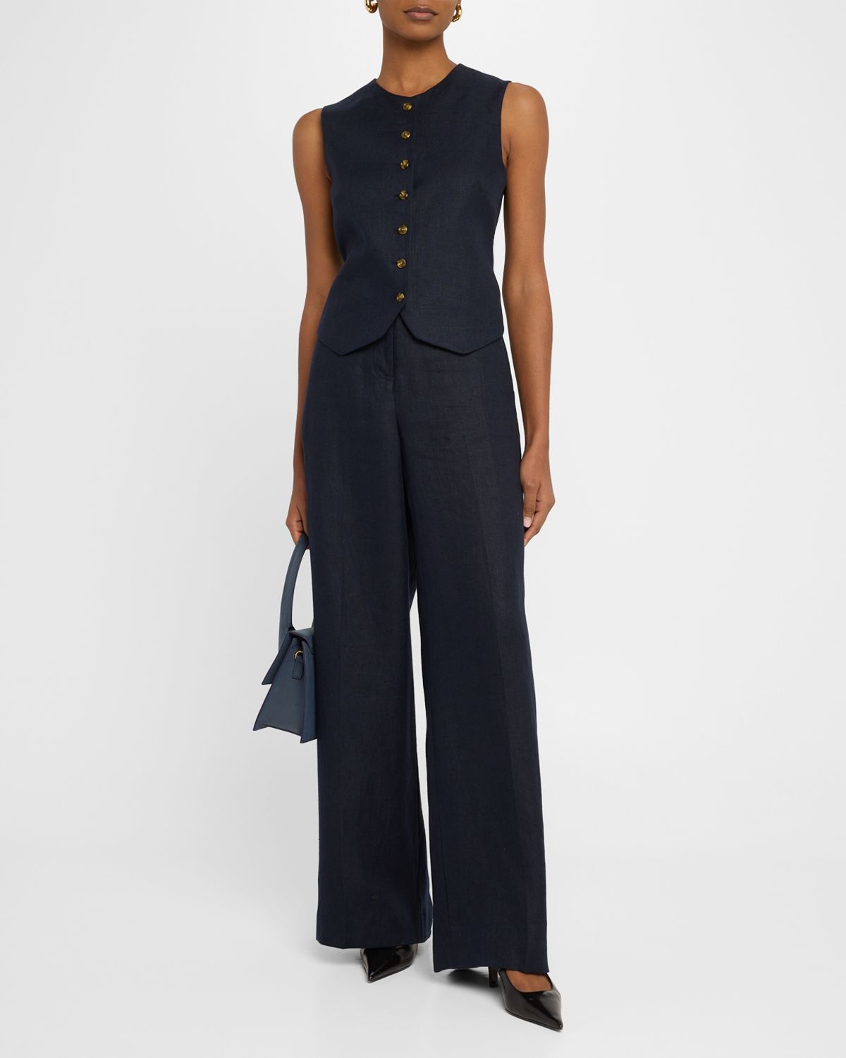 ARGENT Basketweave Linen Waistcoat