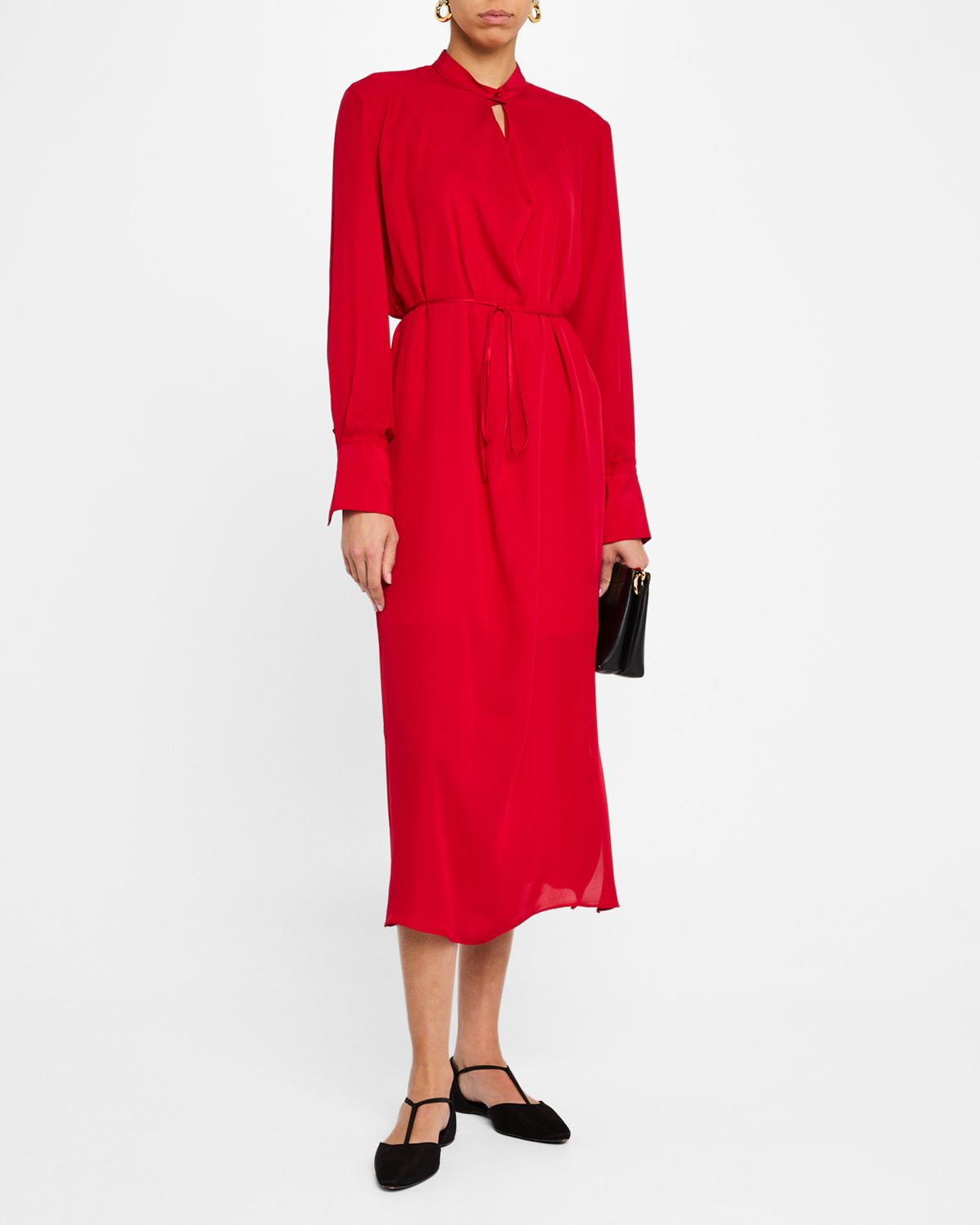 ARGENT Cutout Silk Double Georgette Midi Dress