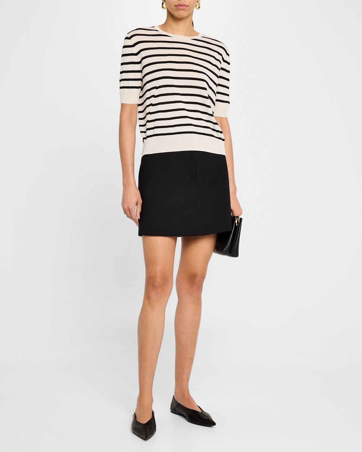 ARGENT Striped Wool-Silk Knit Top