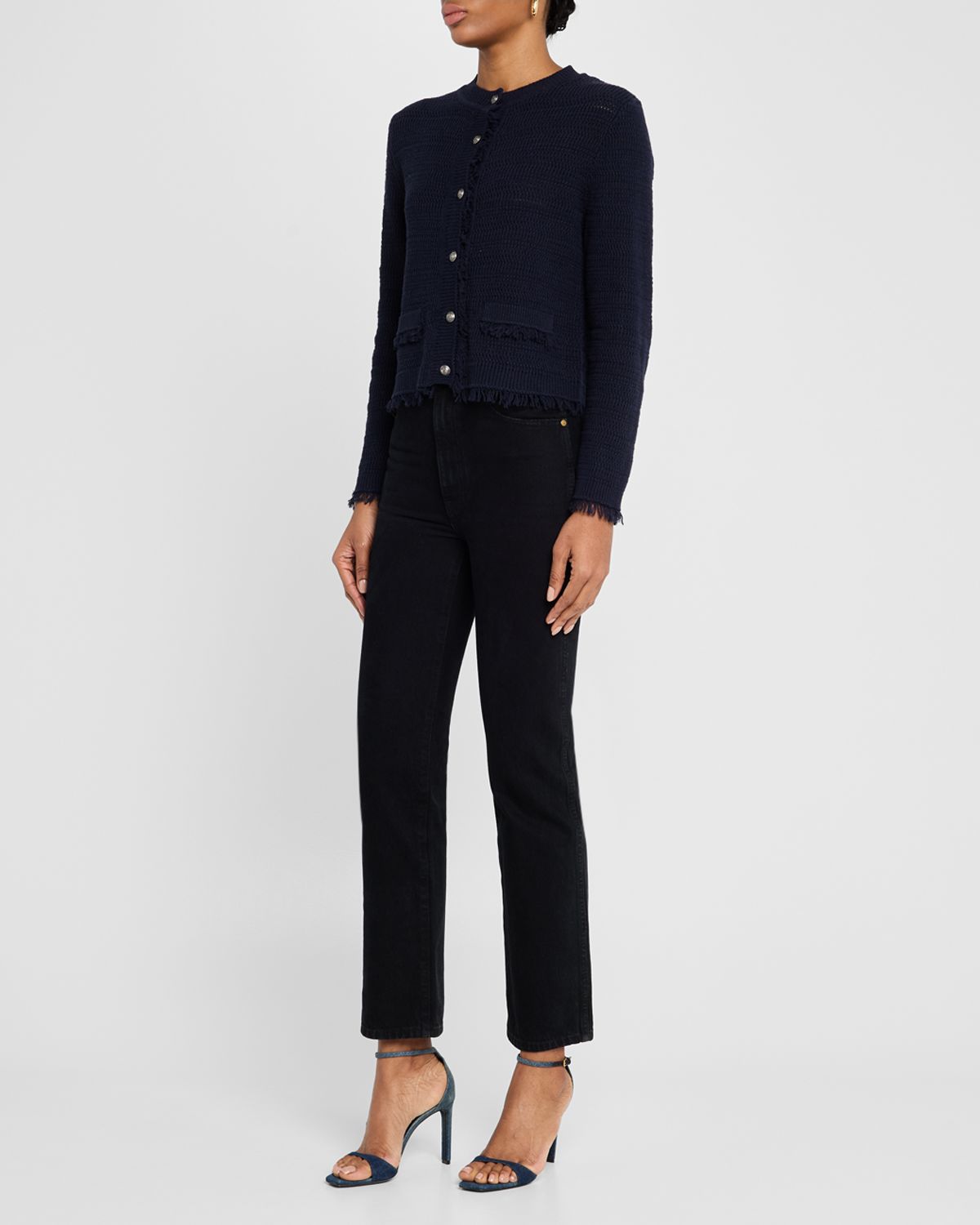 Kobi Halperin Taza Pointelle-Knit Fringed Sweater