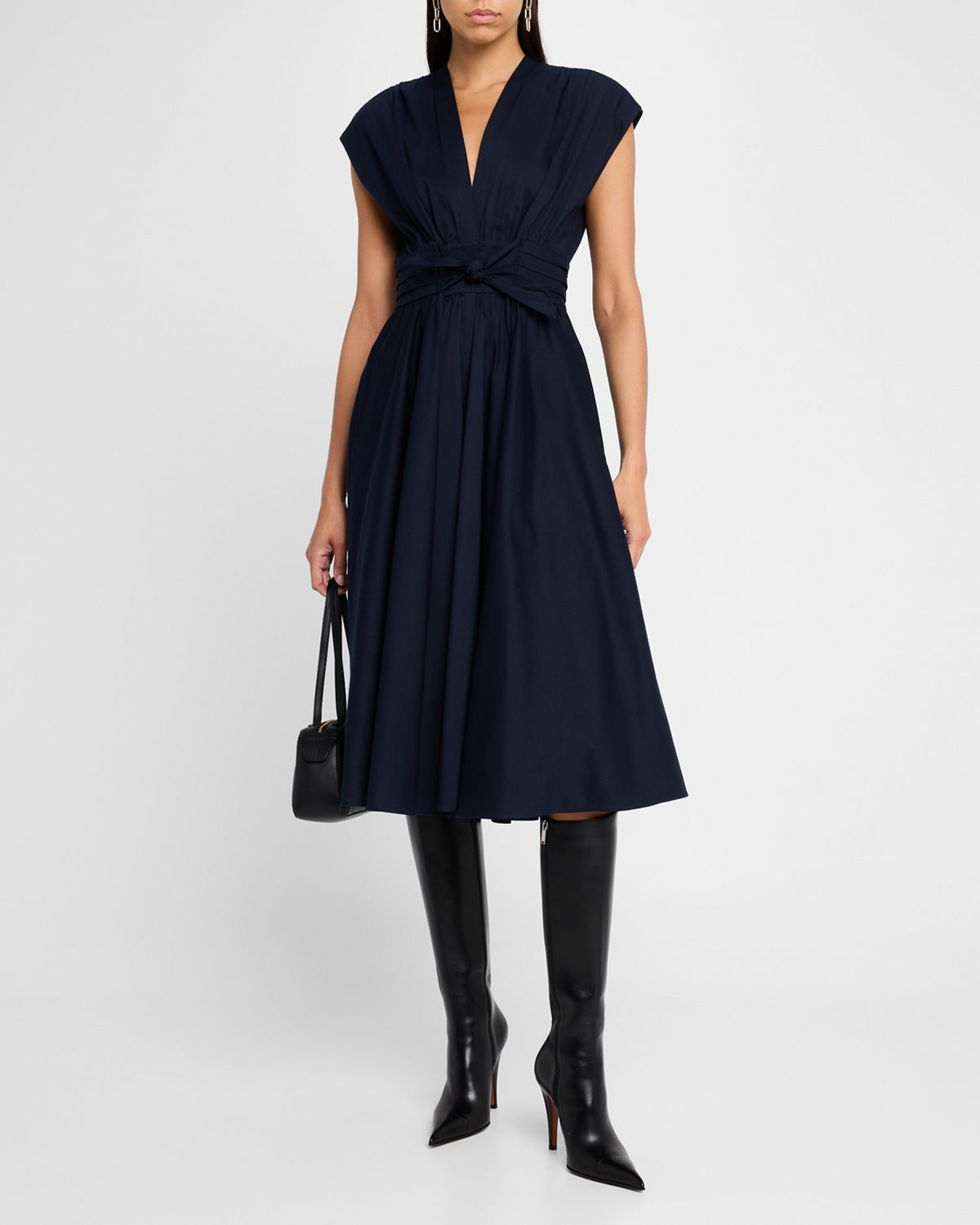 Kobi Halperin Kiernan Ruched Cap-Sleeve Midi Dress