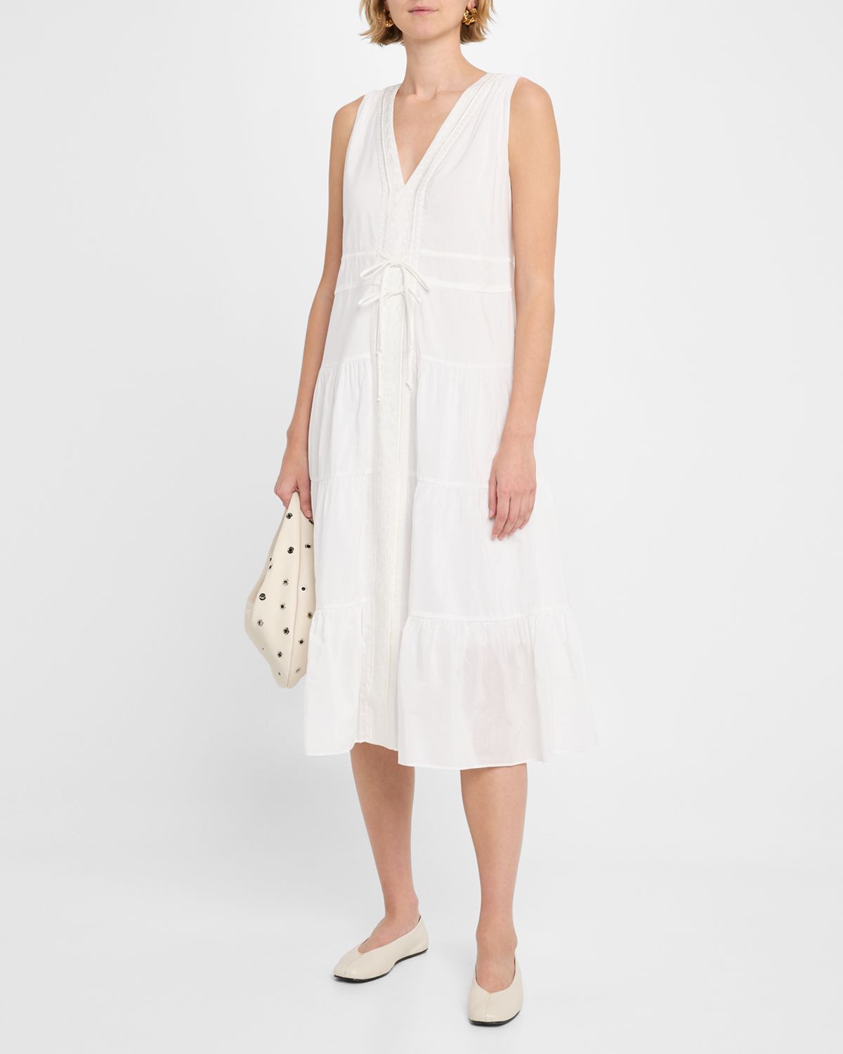 Kobi Halperin Edison Tiered Geo-Embroidered Midi Dress