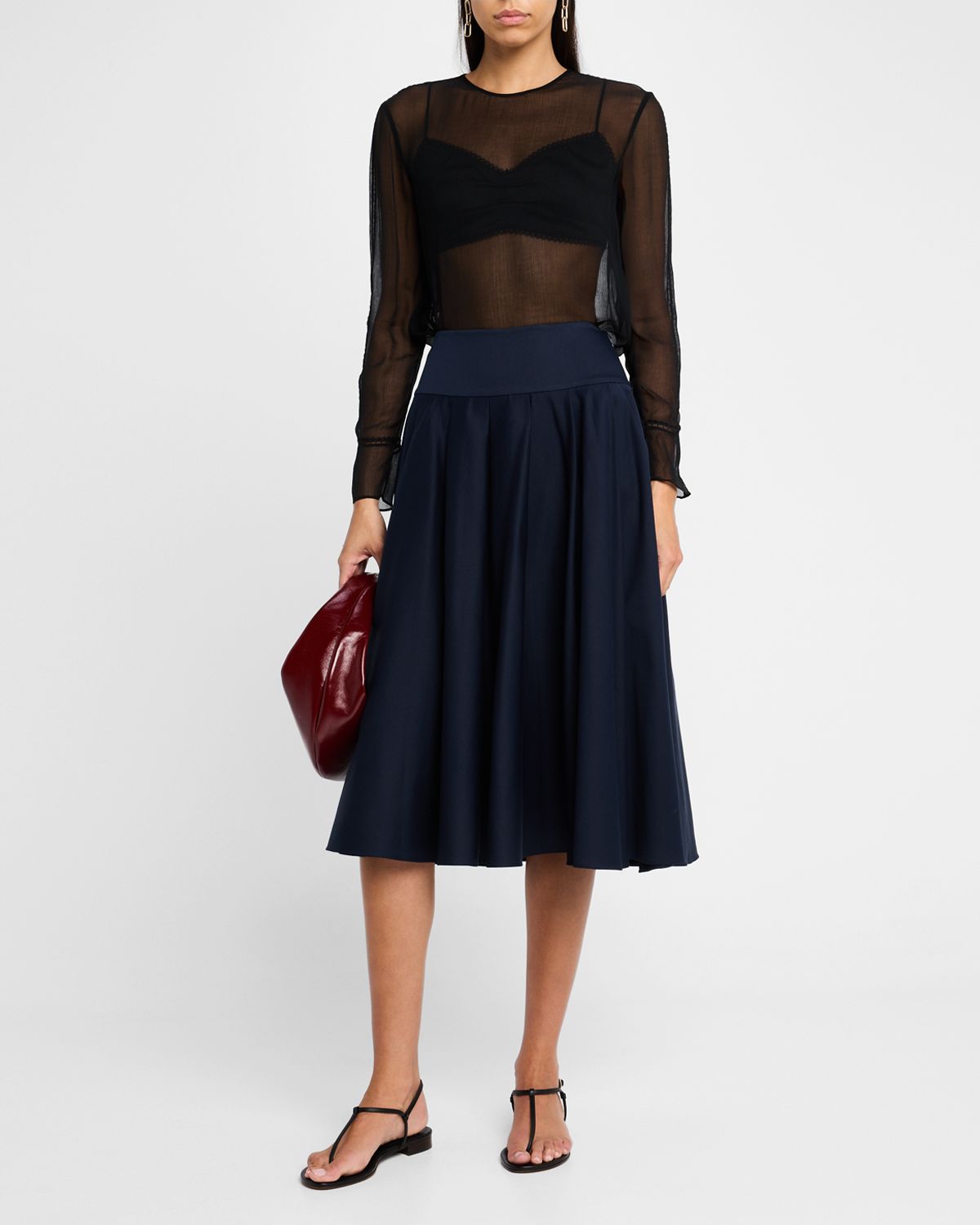 Kobi Halperin Koda Pleated A-Line Midi Skirt