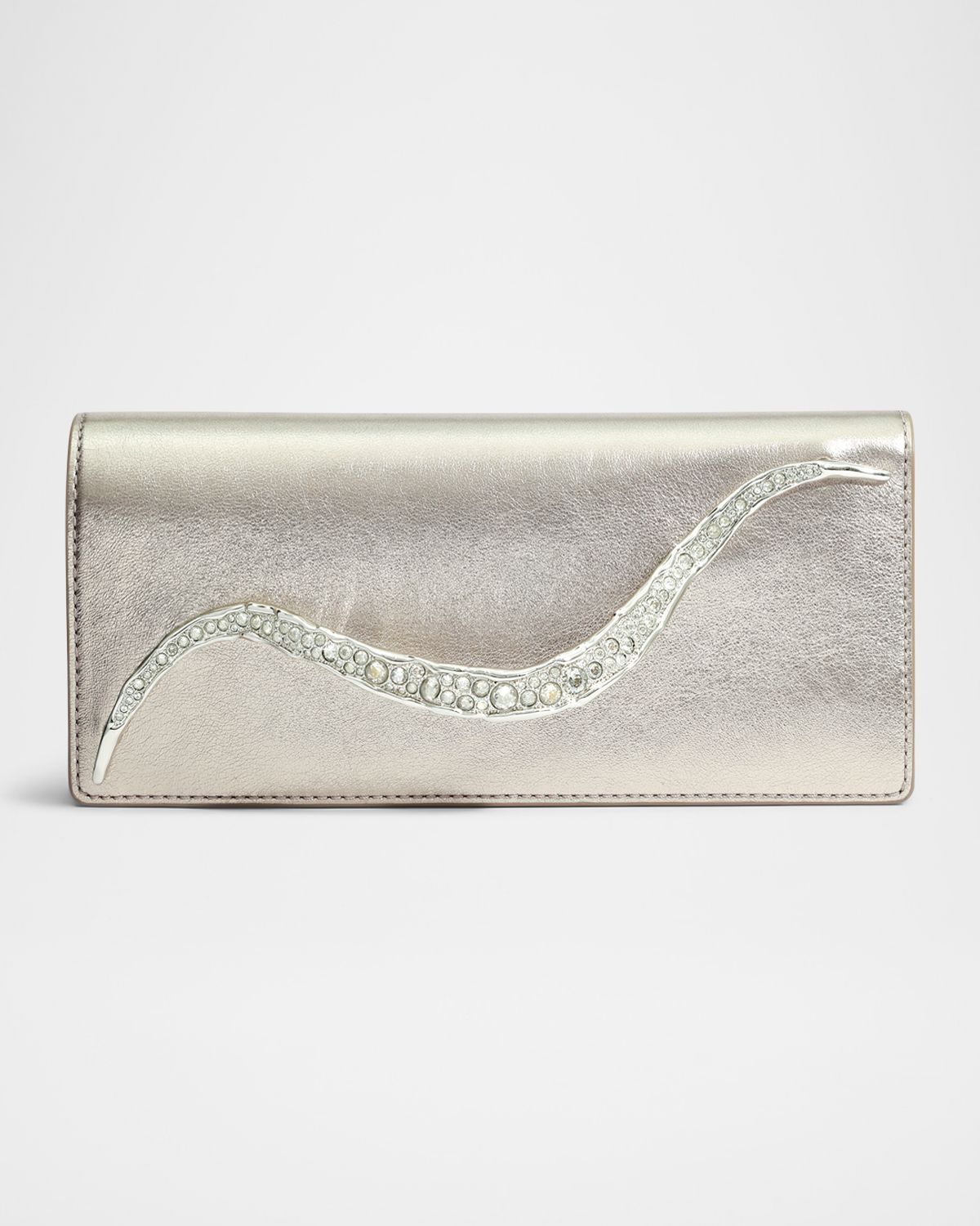 Alexis Bittar Crystal Curve Metallic Leather Clutch Bag
