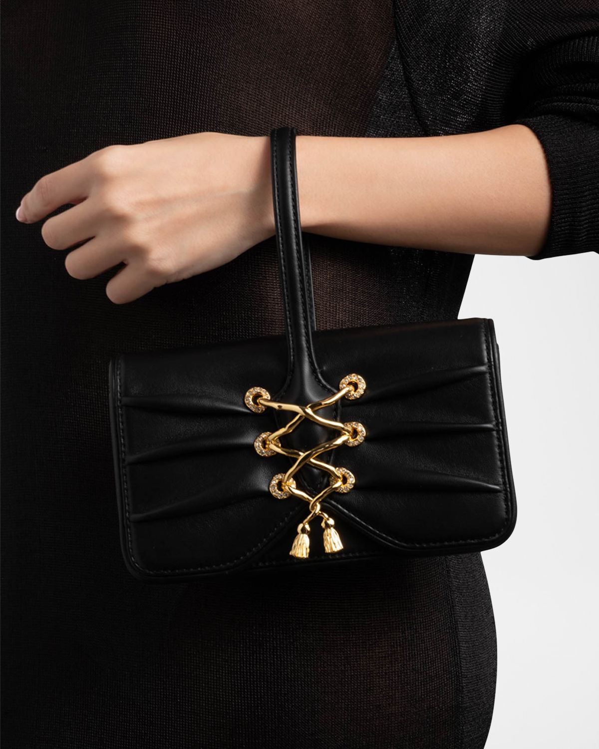 Alexis Bittar Lace-Up Leather Wristlet
