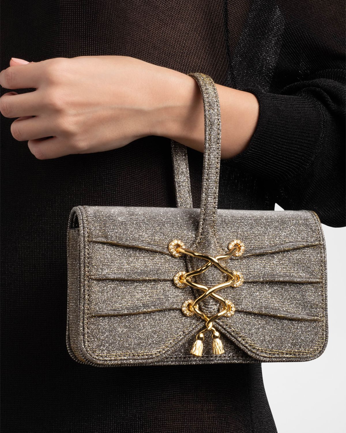 Alexis Bittar Lace-Up Glitter Wristlet