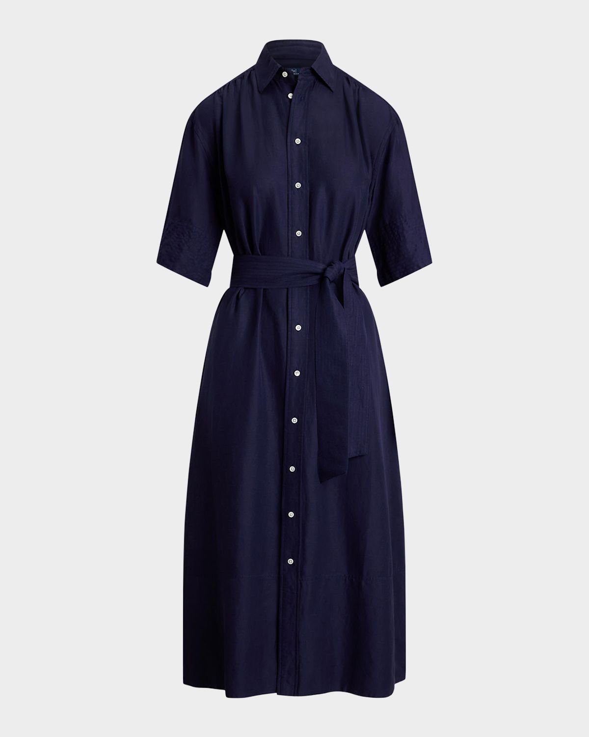 Polo Ralph Lauren Belted Silk-Blend Shirtdress
