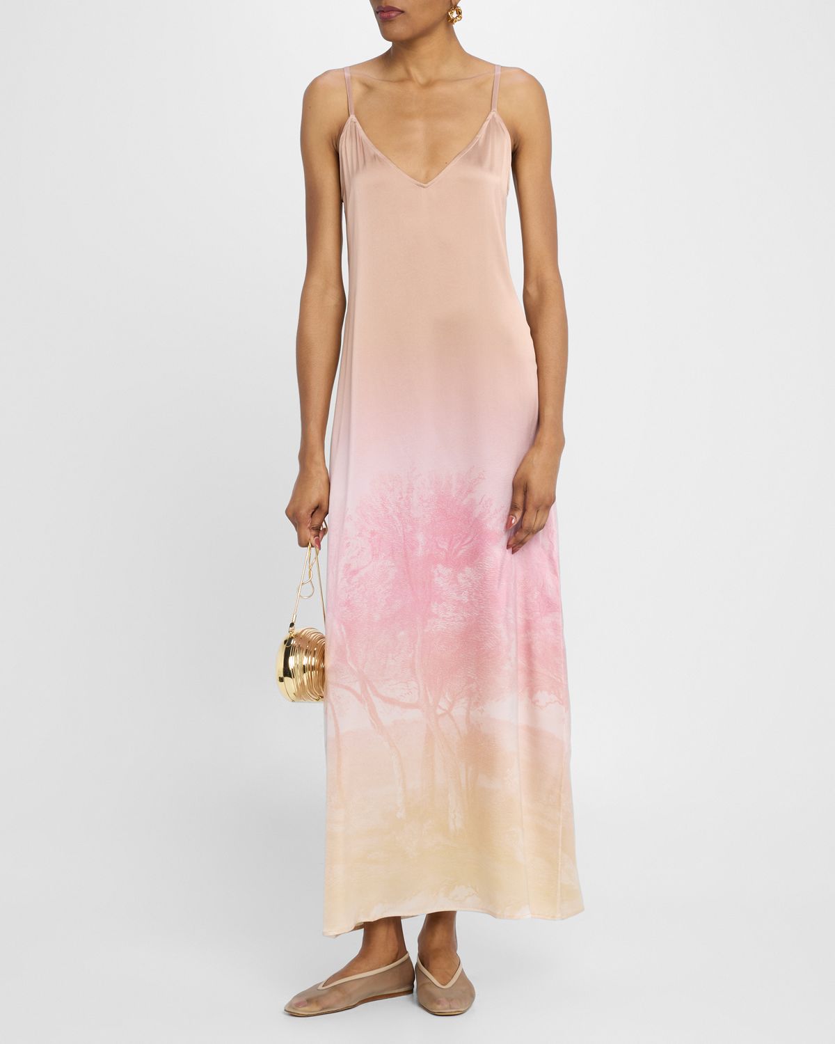 Pierre-Louis Mascia Sleeveless Ombre Landscape-Print Maxi Dress