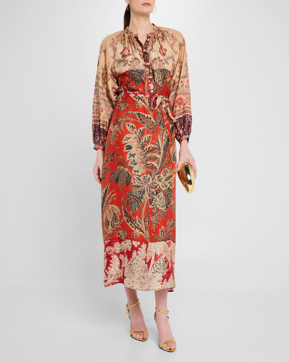 Pierre-Louis Mascia Floral-Print Silk Midi Dress
