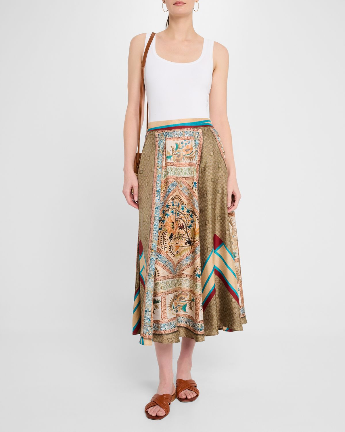 Pierre-Louis Mascia Printed A-Line Silk Midi Skirt