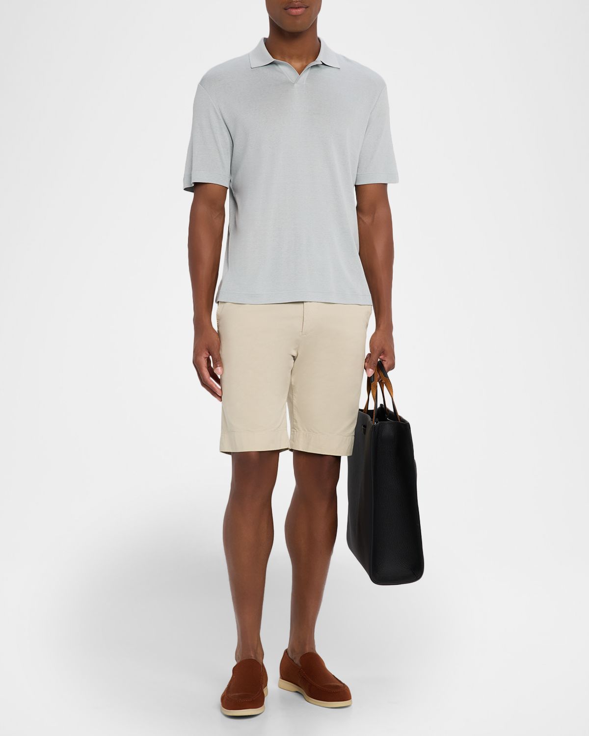 Loro Piana Men's Mazzorbo Silk and Cotton Polo Shirt