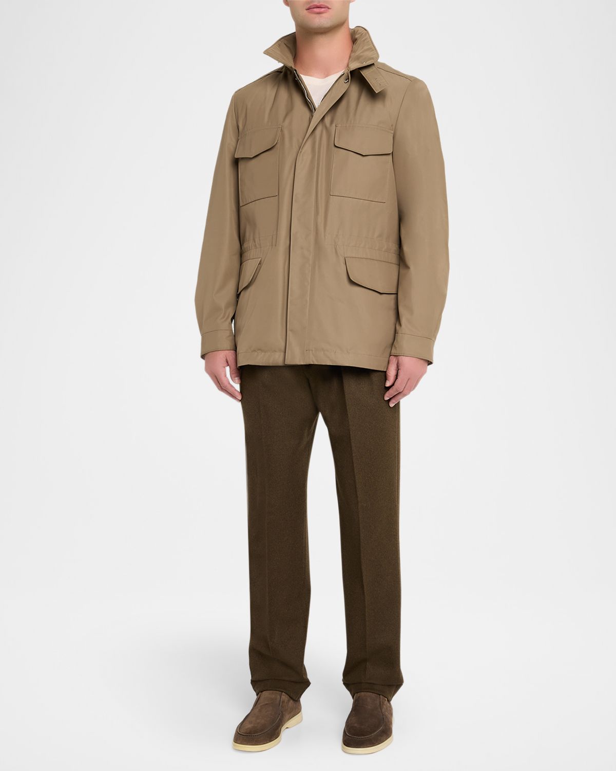 Loro Piana Men 's Traveler Field Jacket with Stowaway Hood