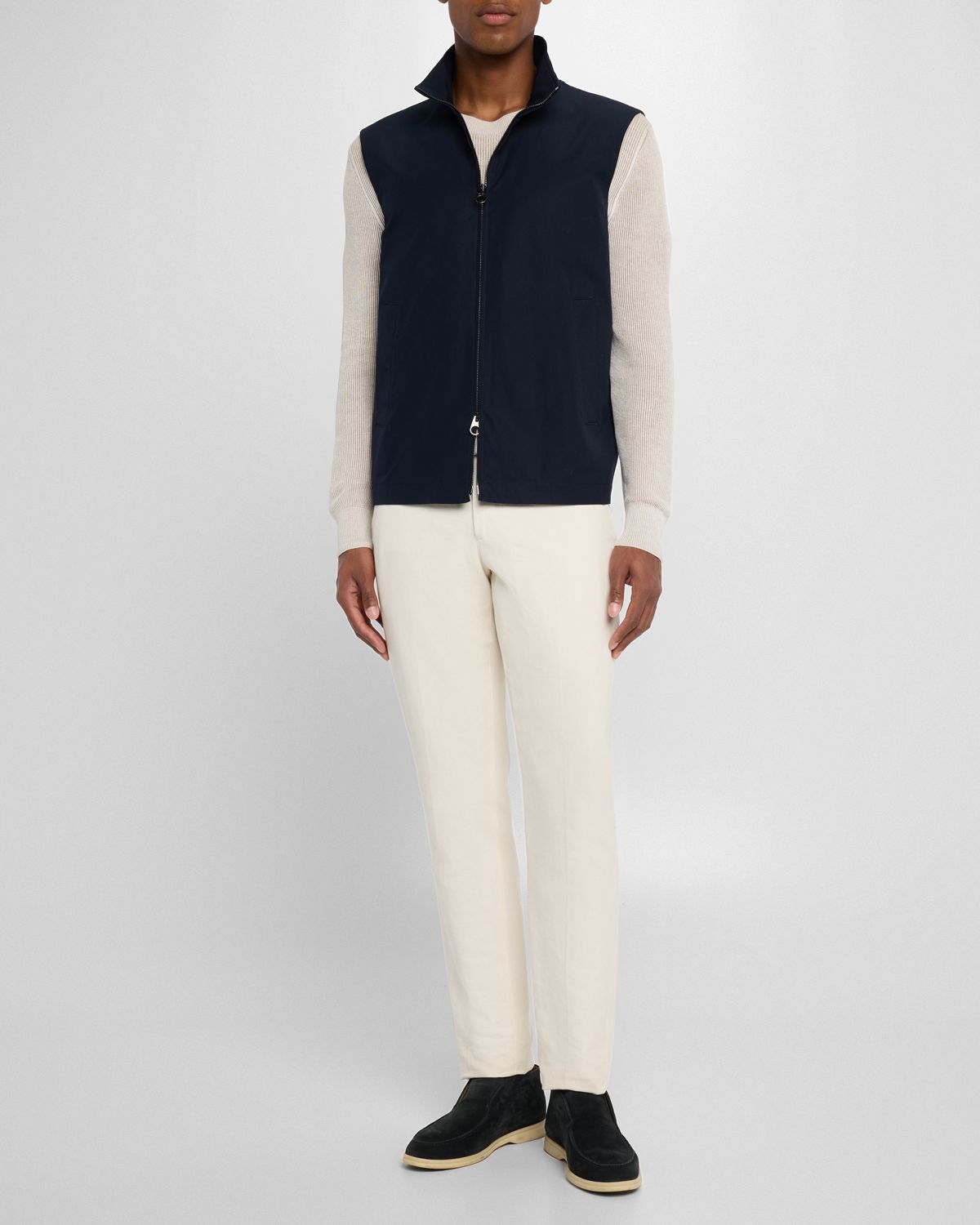 Loro Piana Men 's Landon Full-Zip Cotton Satin Vest