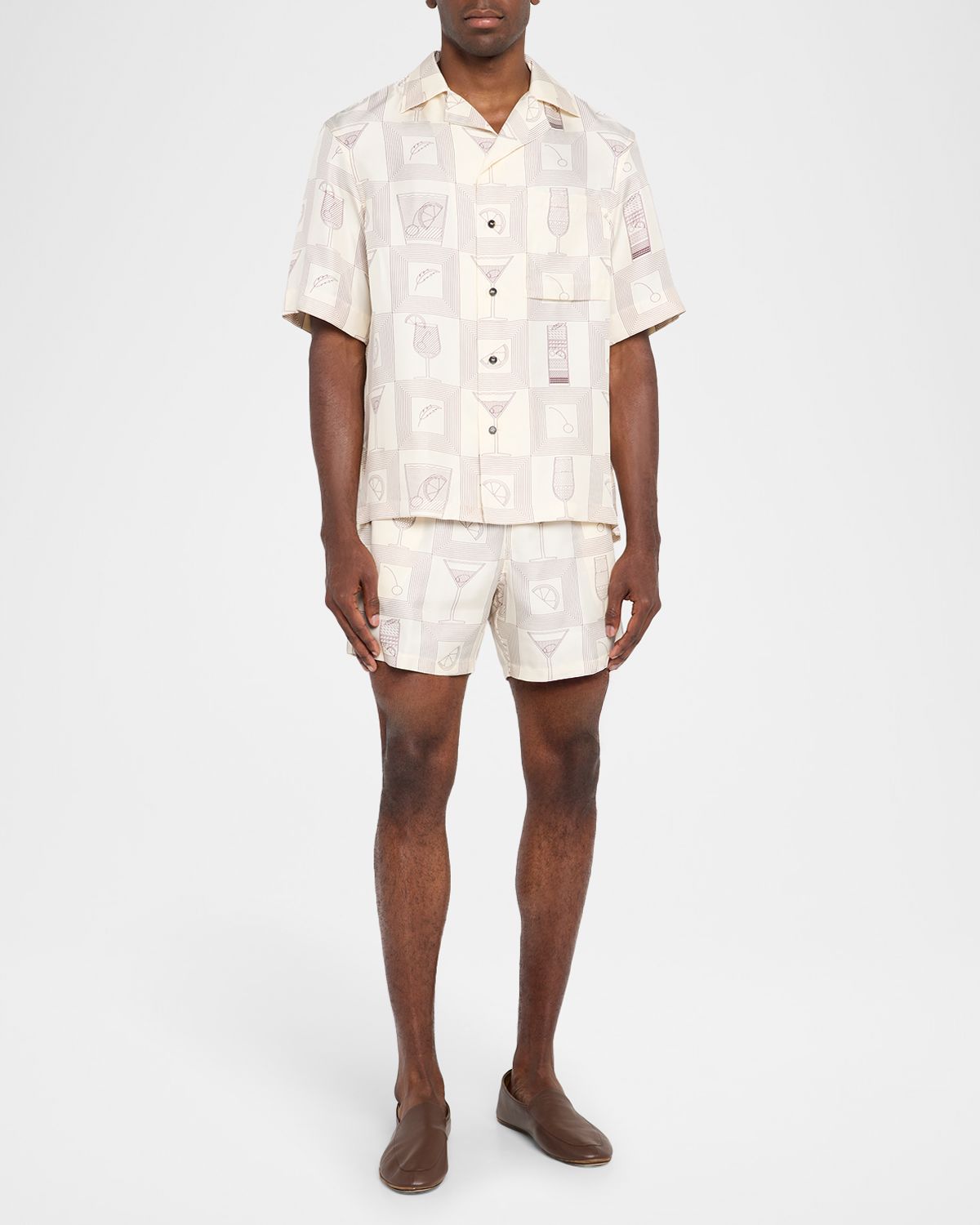 Loro Piana Men's Federico Twill Short-Sleeve Shirt