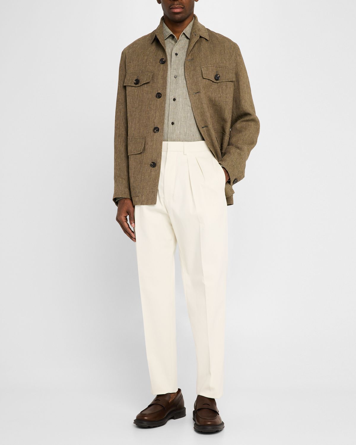 Loro Piana Men's Andre Summer Linen Casual Button-Down Shirt