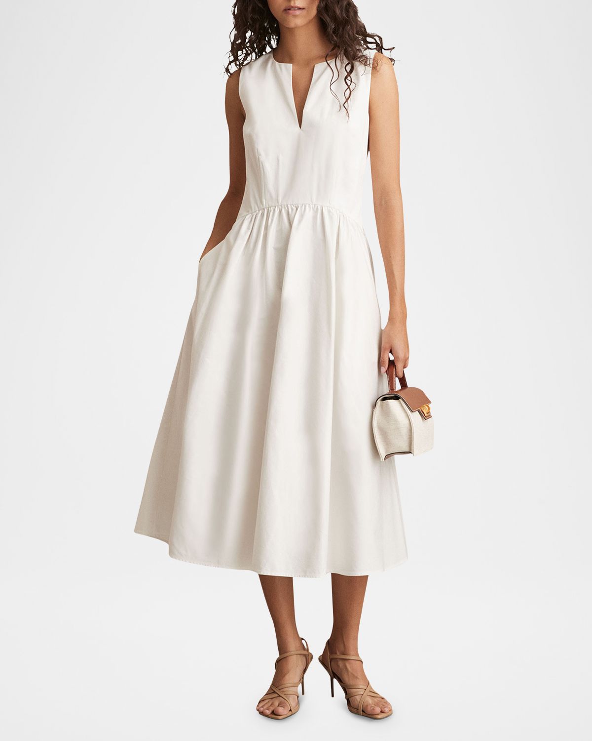 Reiss Liza Sleeveless Cotton Midi Dress