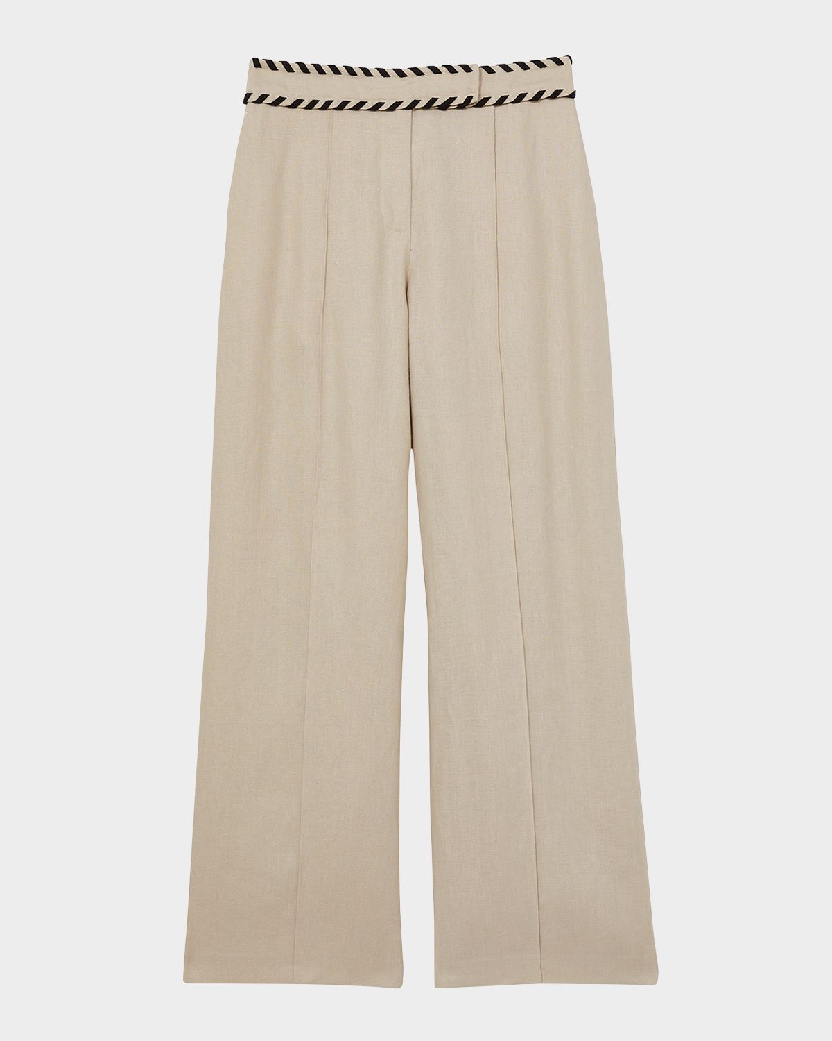 Reiss Fawn High-Rise Whipstitch Linen Trousers