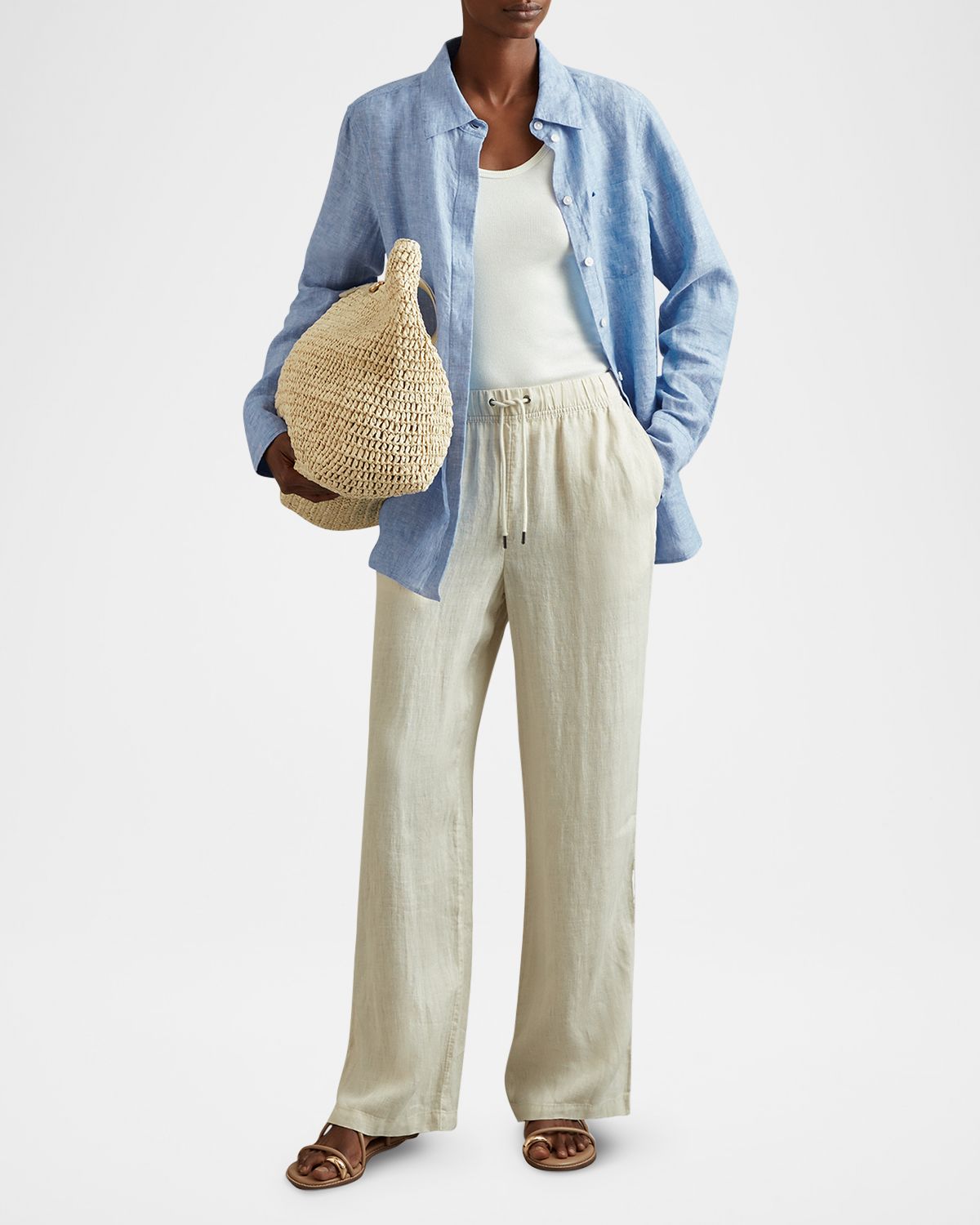 Reiss Belle Button-Down Linen Shirt