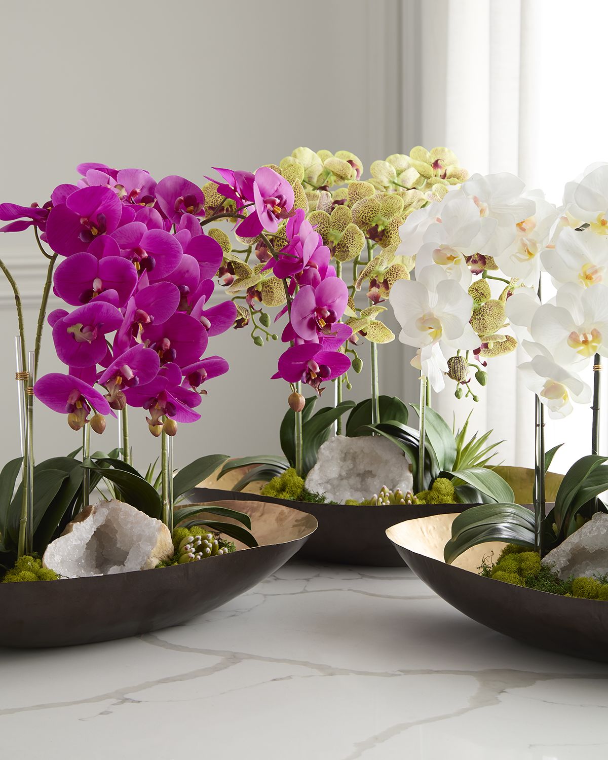 T & C Floral Company Orchids with Quartz 24" Faux Floral Arrangement in Metal Bowl | Thumbnail 6 T & C Floral Company Orchids with Quartz 24" Faux Floral Arrangement in Metal Bowl | Thumbnail 6