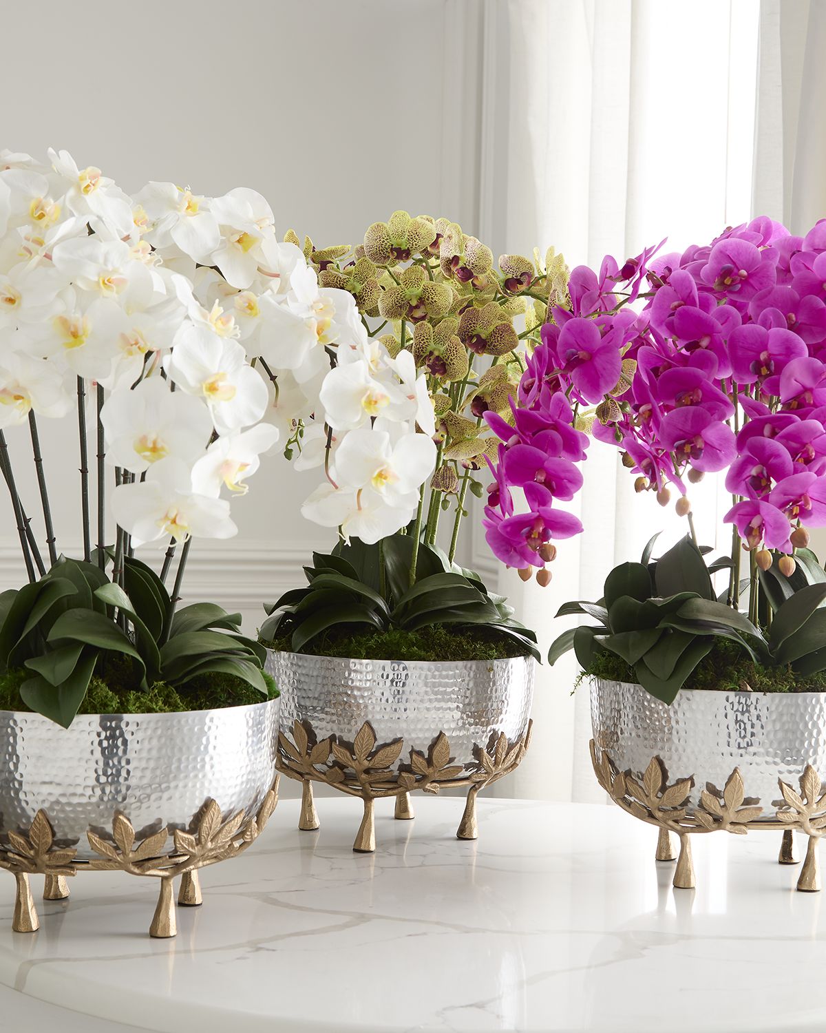 T & C Floral Company Orchids 29" Faux Floral Arrangement in Mixed Metal Urn | Thumbnail 6 T & C Floral Company Orchids 29" Faux Floral Arrangement in Mixed Metal Urn | Thumbnail 6