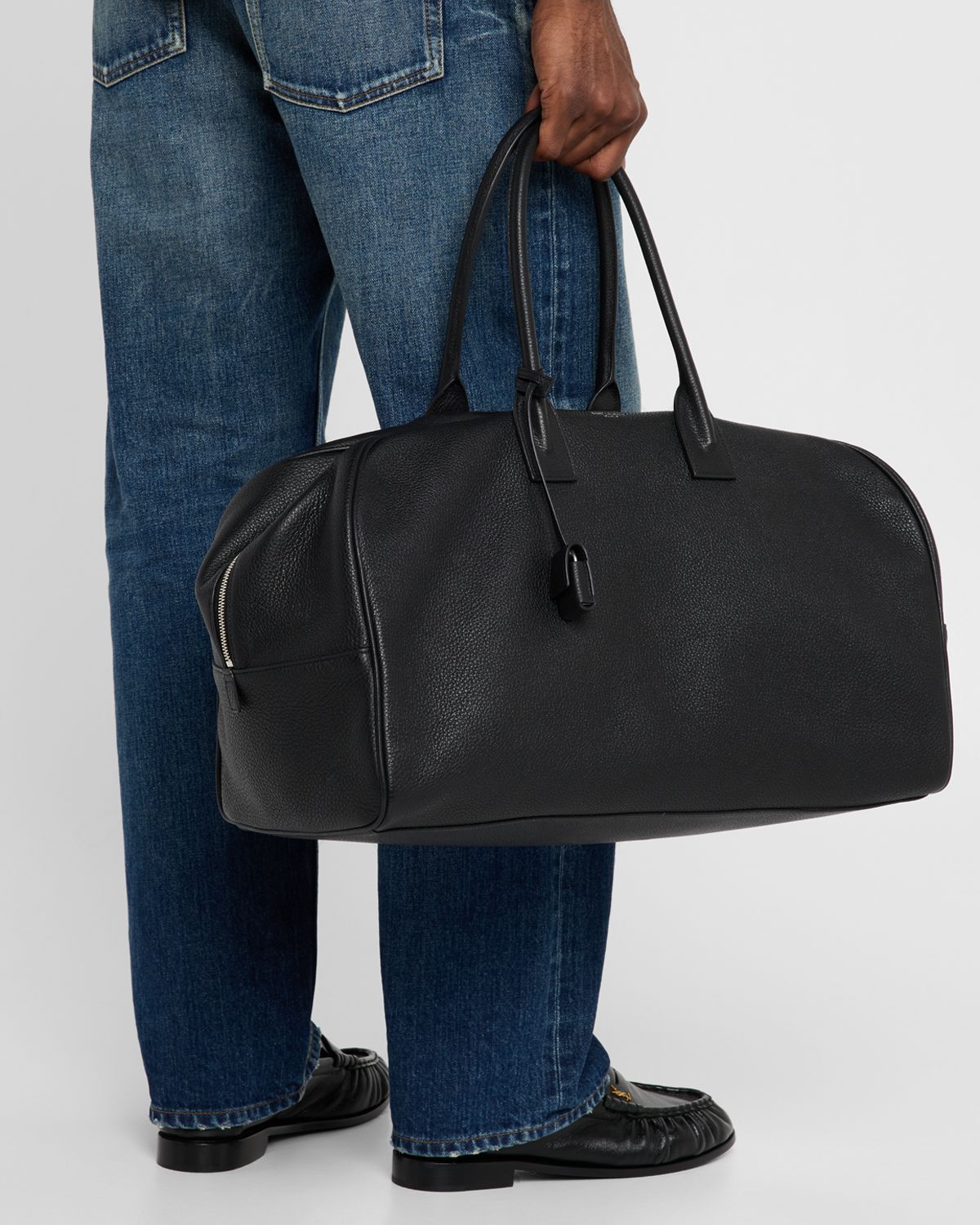 Saint Laurent Men 's Leather Bowling Duffel Bag