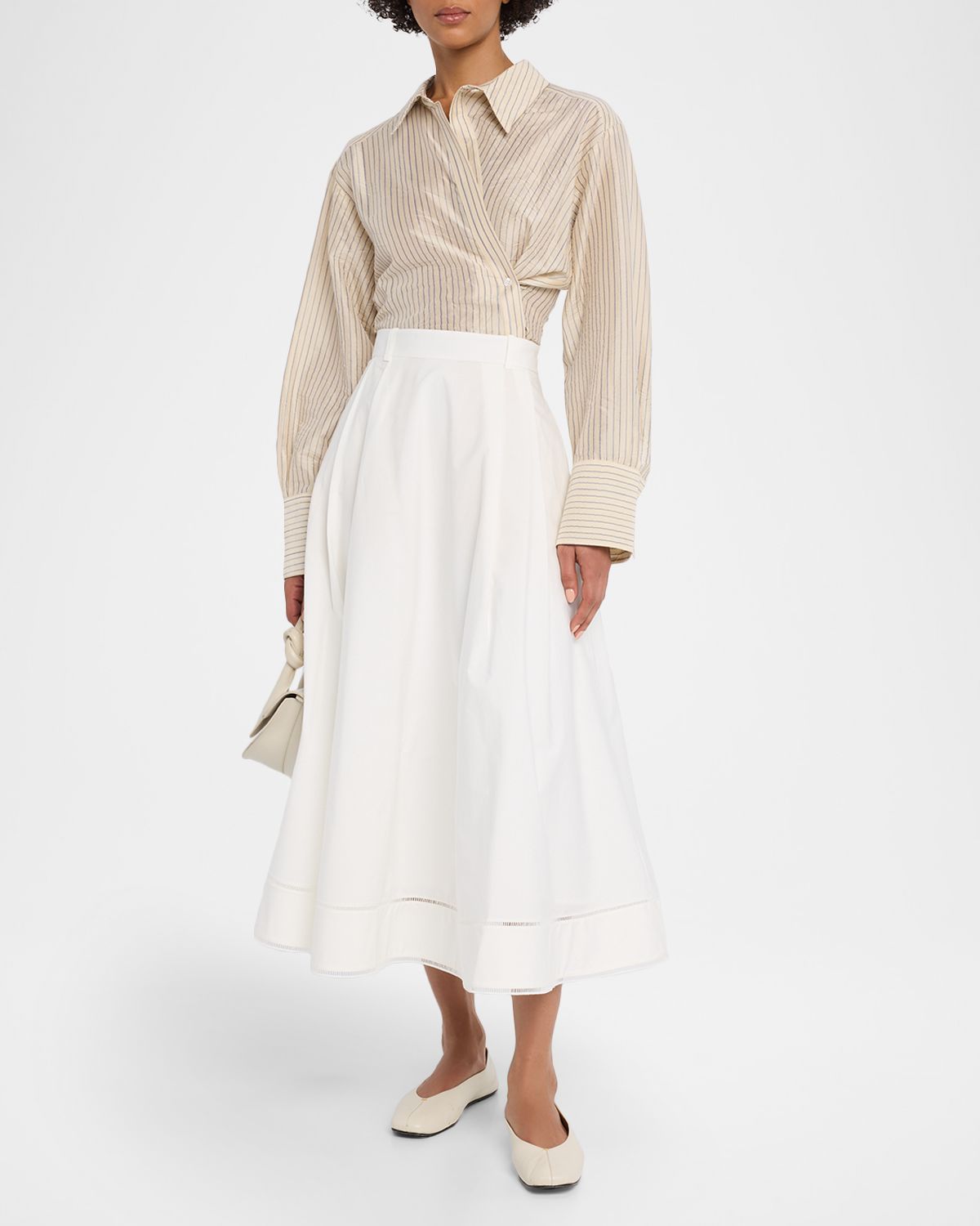 Les Coyotes De Paris Ladder Embroidered Poplin Skirt