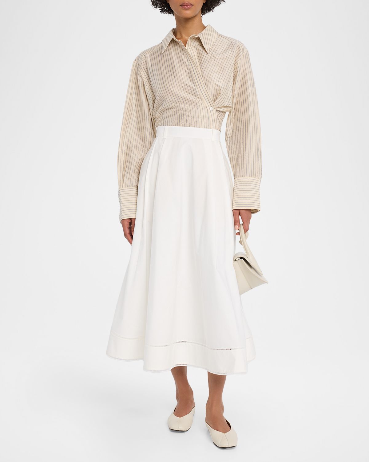 Les Coyotes De Paris Pinstripe Asymmetric Long-Sleeve Shirt