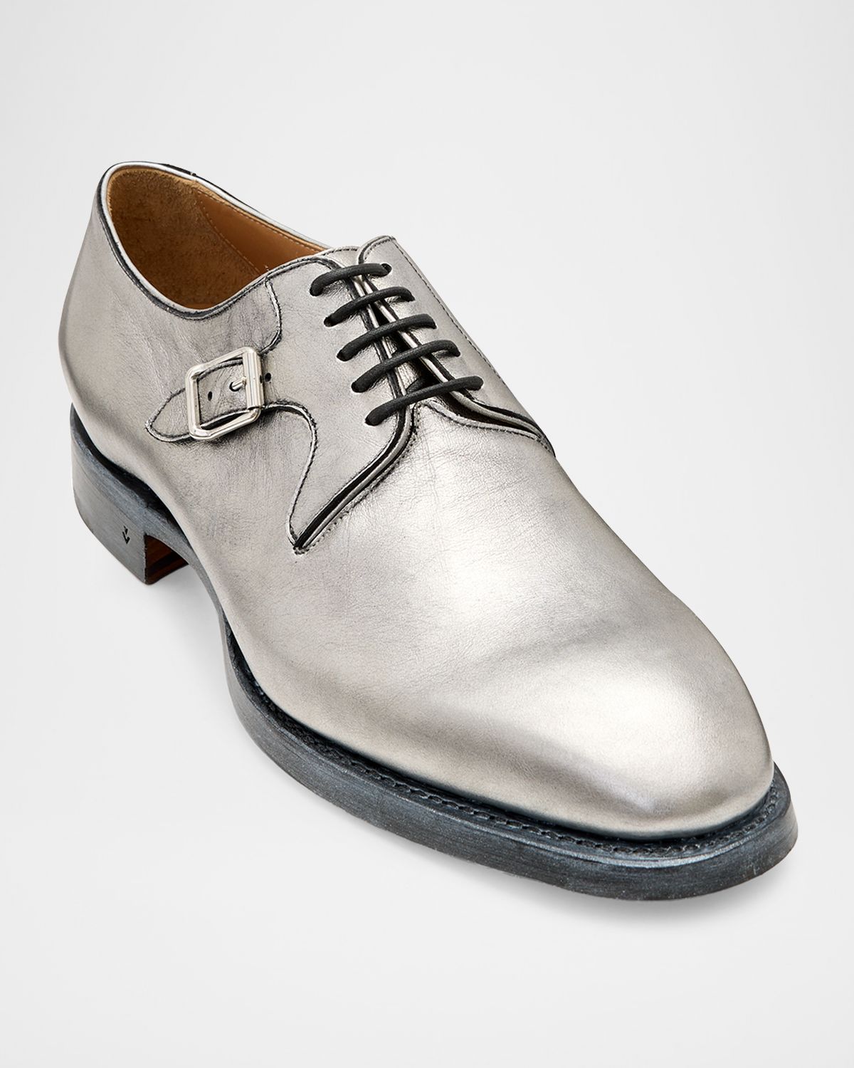 John Varvatos Men 's Regent Deco Foil-Coated Leather Derby Shoes