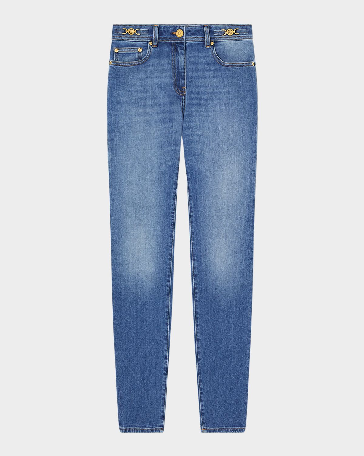 Versace Stone-Washed Denim Skinny-Leg Pants