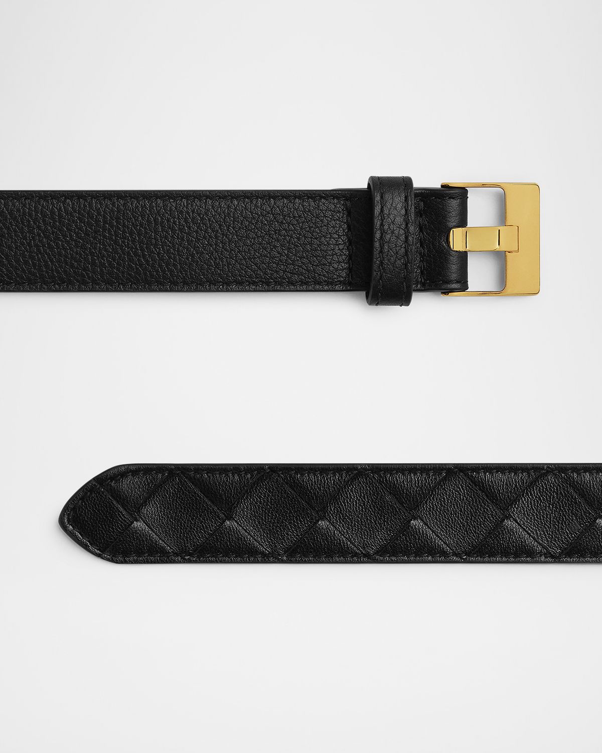 Bottega Veneta Watch-Buckle Intrecciato Medium Leather Belt