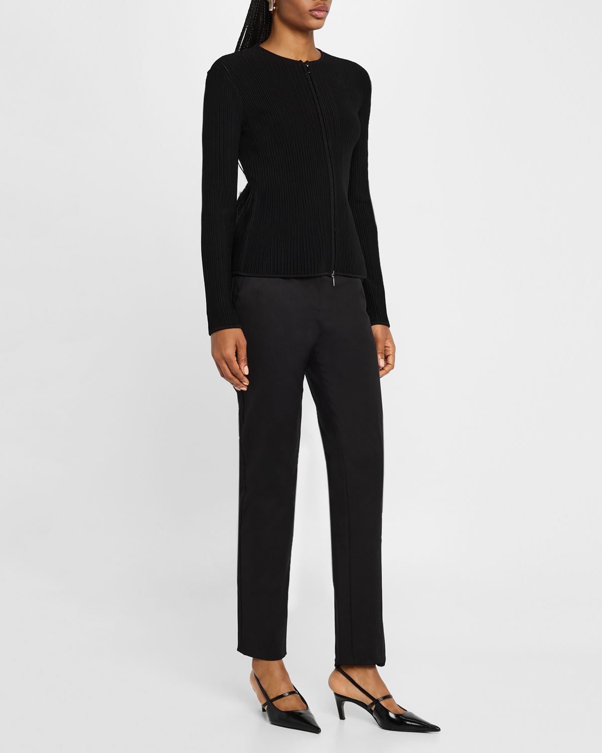 Emporio Armani Zip-Front Ottoman Knit Jacket