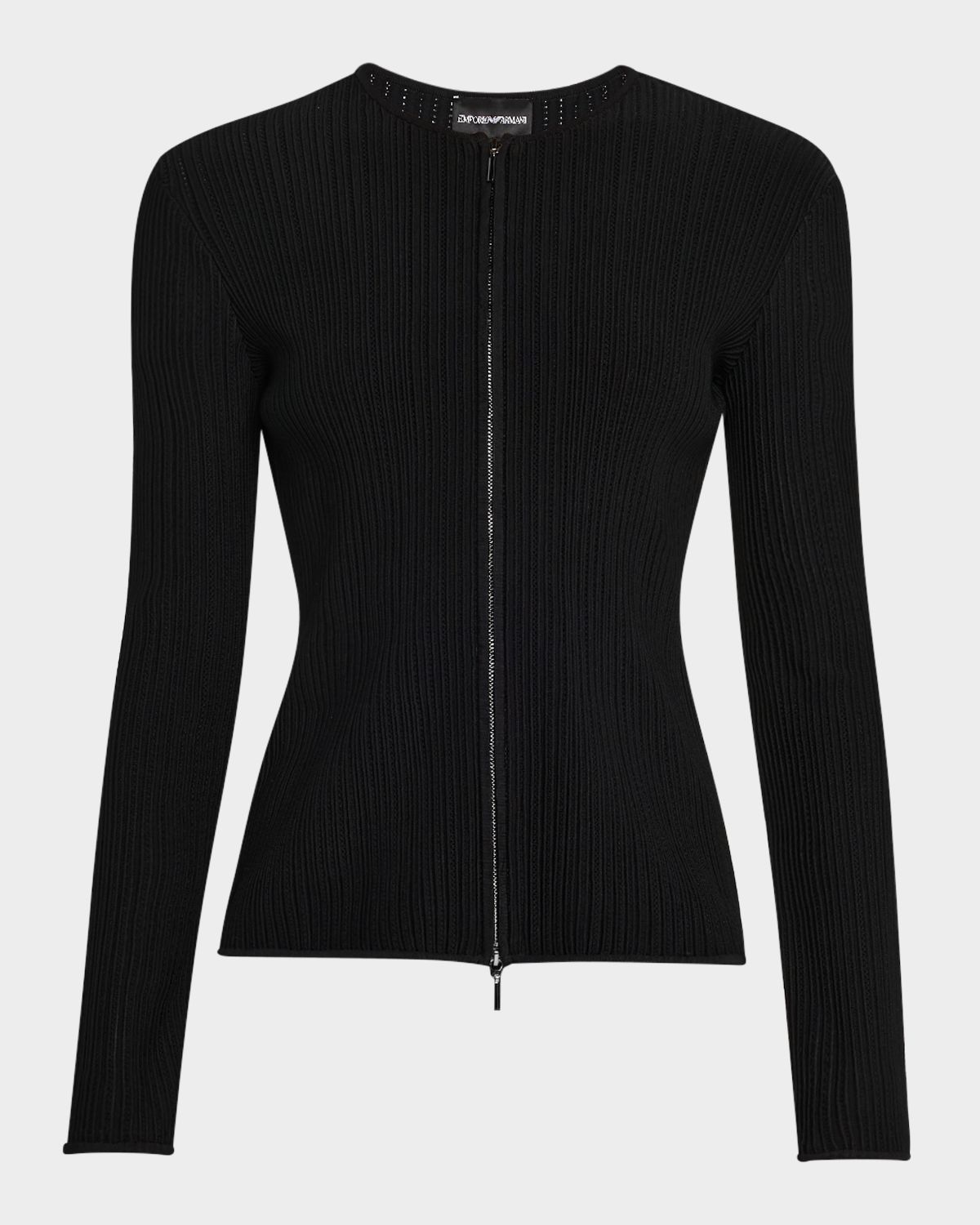 Emporio Armani Zip-Front Ottoman Knit Jacket