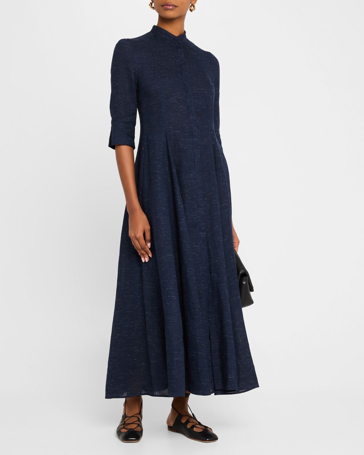 Emporio Armani Button-Down Linen Chambray Maxi Dress