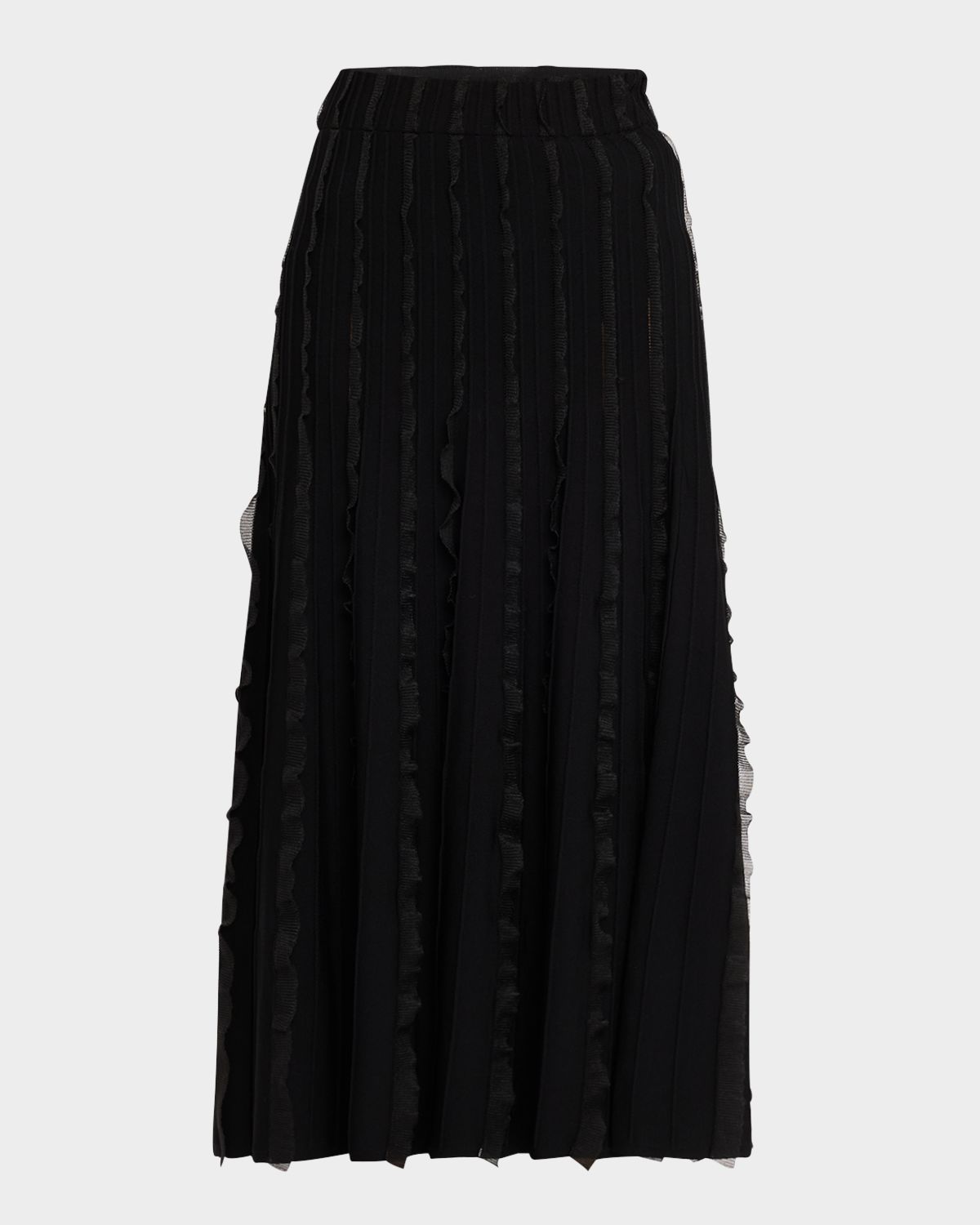 Emporio Armani Ribbed Ruffle-Trim Maxi Skirt